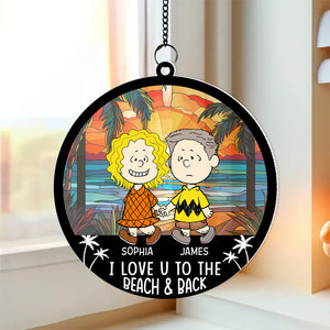 Personalized Gift For Couple Suncatcher Ornament, Cartoon Couple Hand in Hand On The Beach Summer 05todc190724hh-Homacus