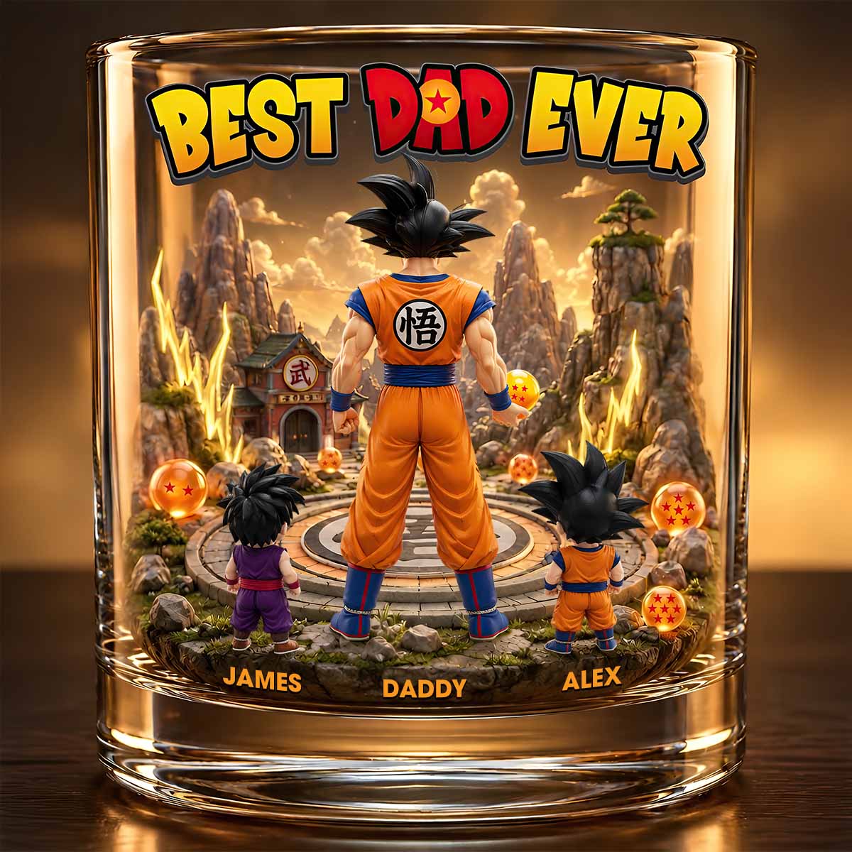 Best Power Dad Ever Round Glass Personalized Gifts For Dad 02TYDT140526-Homacus