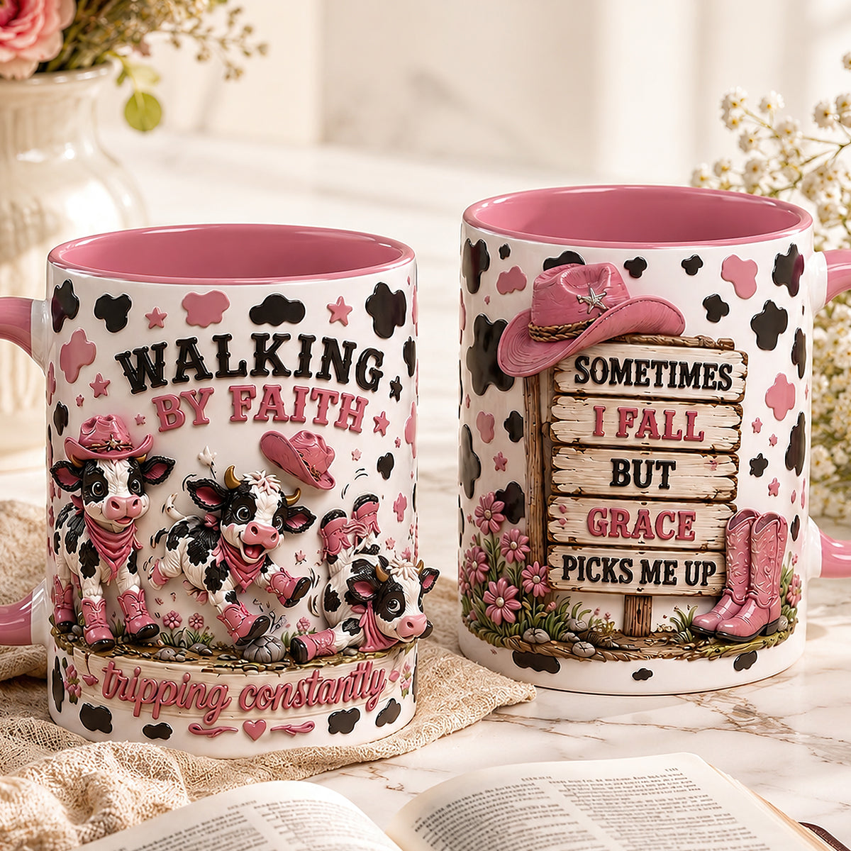 Walking By Faith Calf Coffee Mug - Personalized Gifts For Christian 06PADT250726