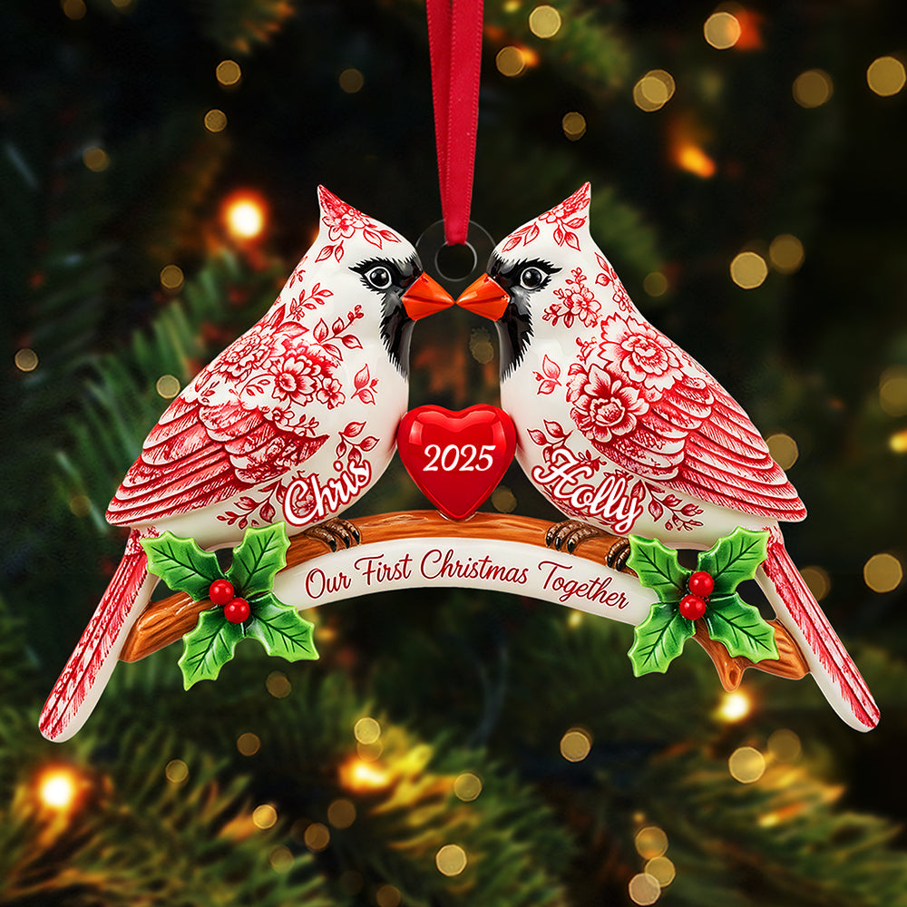 Couple Cardinal Toile de Jouy Ornament - Personalized Gifts For Couple 02pgta060925-Homacus