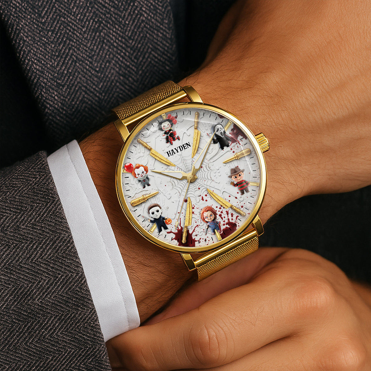 Cute Horror Characters Mesh Straps Watch - Personalized Gifts For Horror Movie Fans 03QHLU170725-Homacus