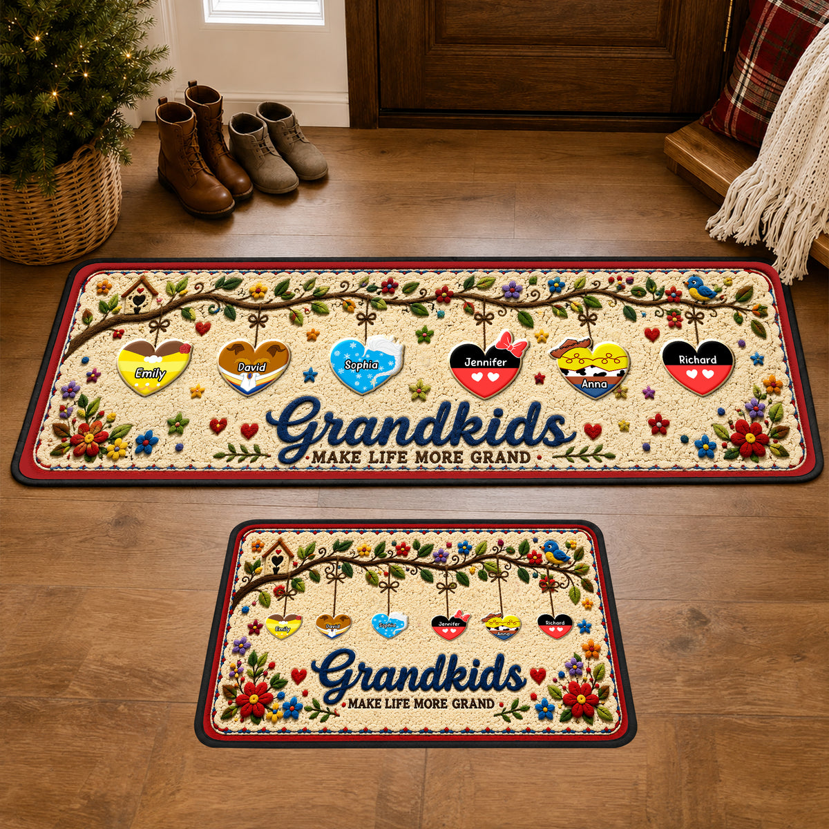 Lovely Hearts Grandkids Runner Rug - Personalized Gifts For Family 04naqn050926-Homacus