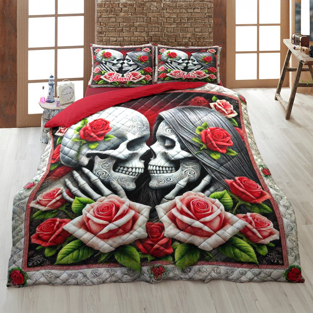 Personalized Gifts For Skull Couple Quilt Bedding Set 03OHTN100125-Homacus