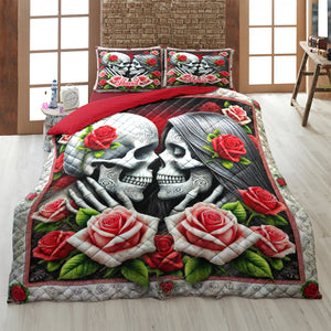 Personalized Gifts For Skull Couple Quilt Bedding Set 03OHTN100125-Homacus