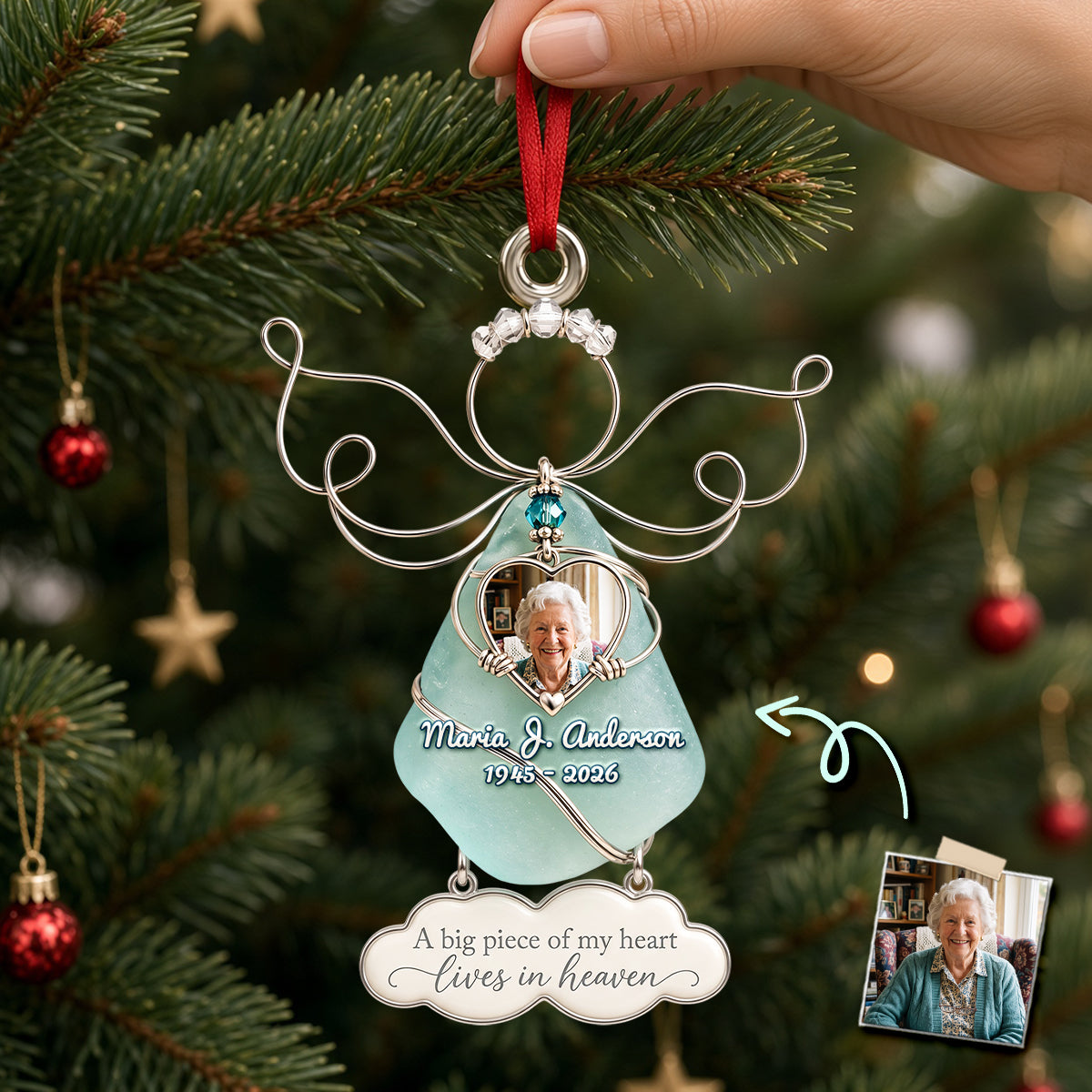 Angel Heaven Seaglass Ornament - Personalized Gifts For Remember Christmas Ornament 04NADH290926-Homacus