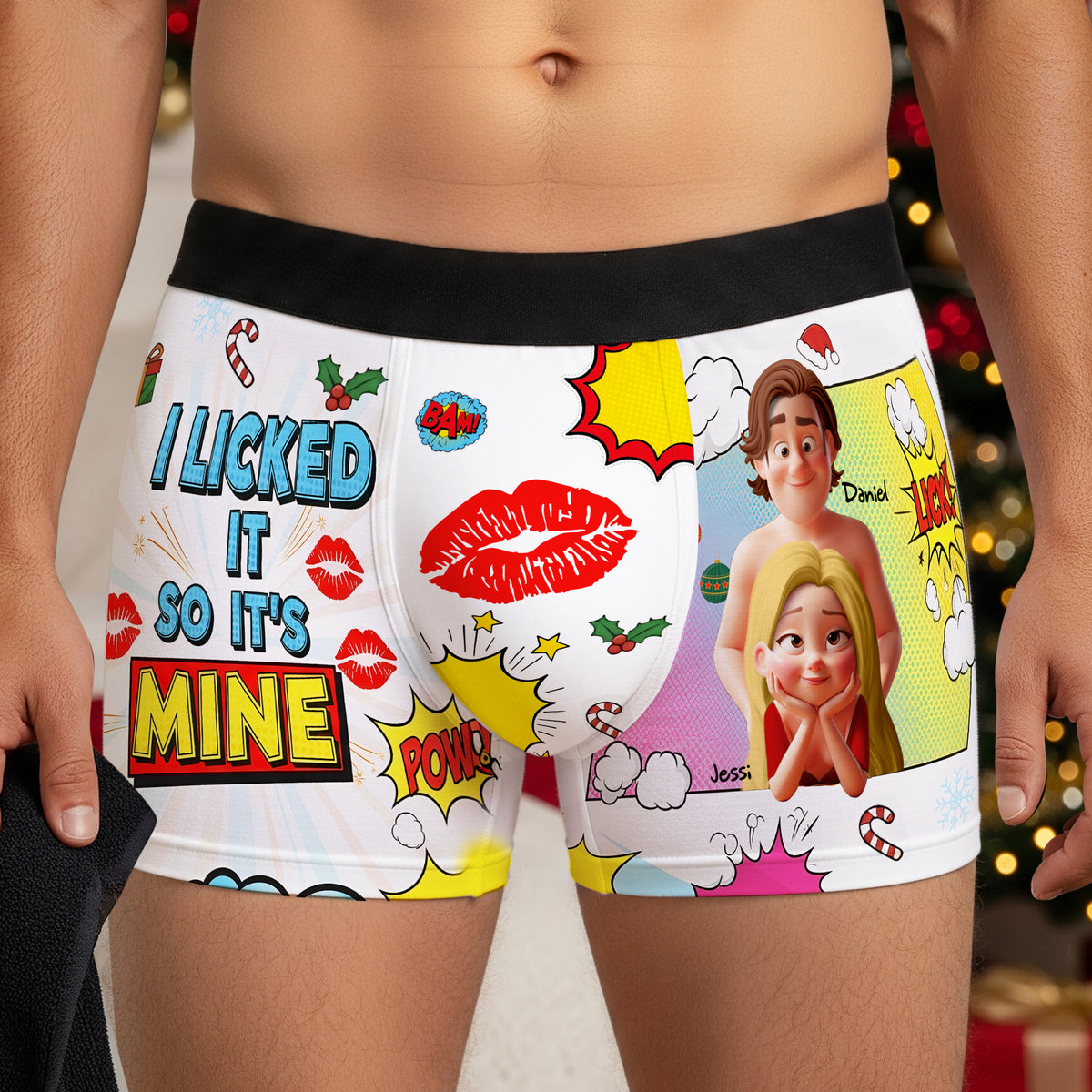 Flirty Couple Men's Boxers - Personalized Christmas Gifts For Him 04TGLU060925-Homacus