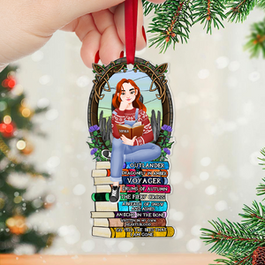 Personalized Christmas Gifts For Book Lovers Ornament 06hupu160924pa A Girl Sitting On Stack Of Books Reading-Homacus