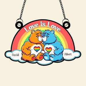 Personalized Gifts For Couple Suncatcher Ornament 01naqn180624 LGBT Bear Couple-Homacus