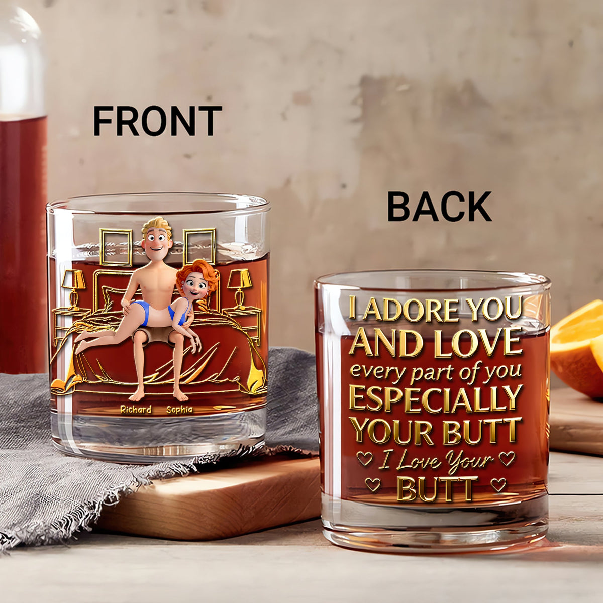 Naughty Couple Round Glass - Personalized Gifts For Couple 02ohqn161225-Homacus