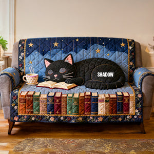 Black Cat Quilted Sofa Cover Personalized Gifts For Book Lovers 02natn240126-Homacus