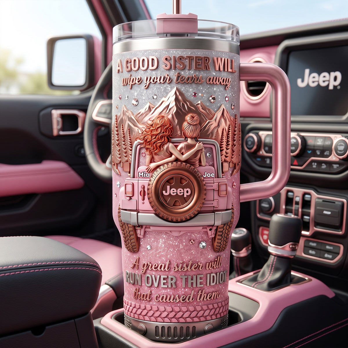 Badass Girly Off-road Friends 40oz Tumbler With Handle, Personalized Gifts For Off-road Sisters 03qhlu280726-Homacus