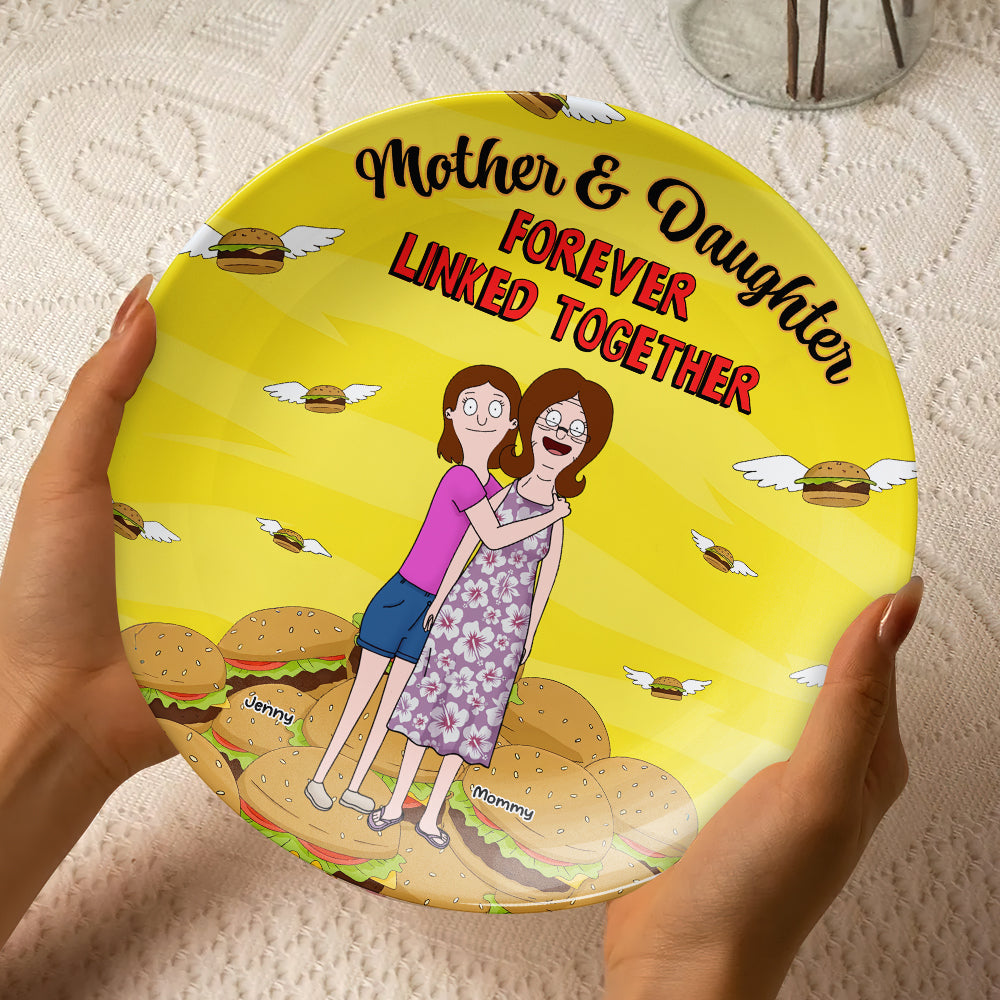 Personalized Gift For Mom Ceramic Round Plate Mother's Day Mom And Daughter 04XQMH140325HG-Homacus