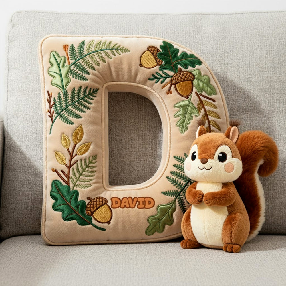 Squirrel Alphabet Initial Letter Custom Shaped Pillow - Personalized Gifts For Kids 02pgtn101225-Homacus