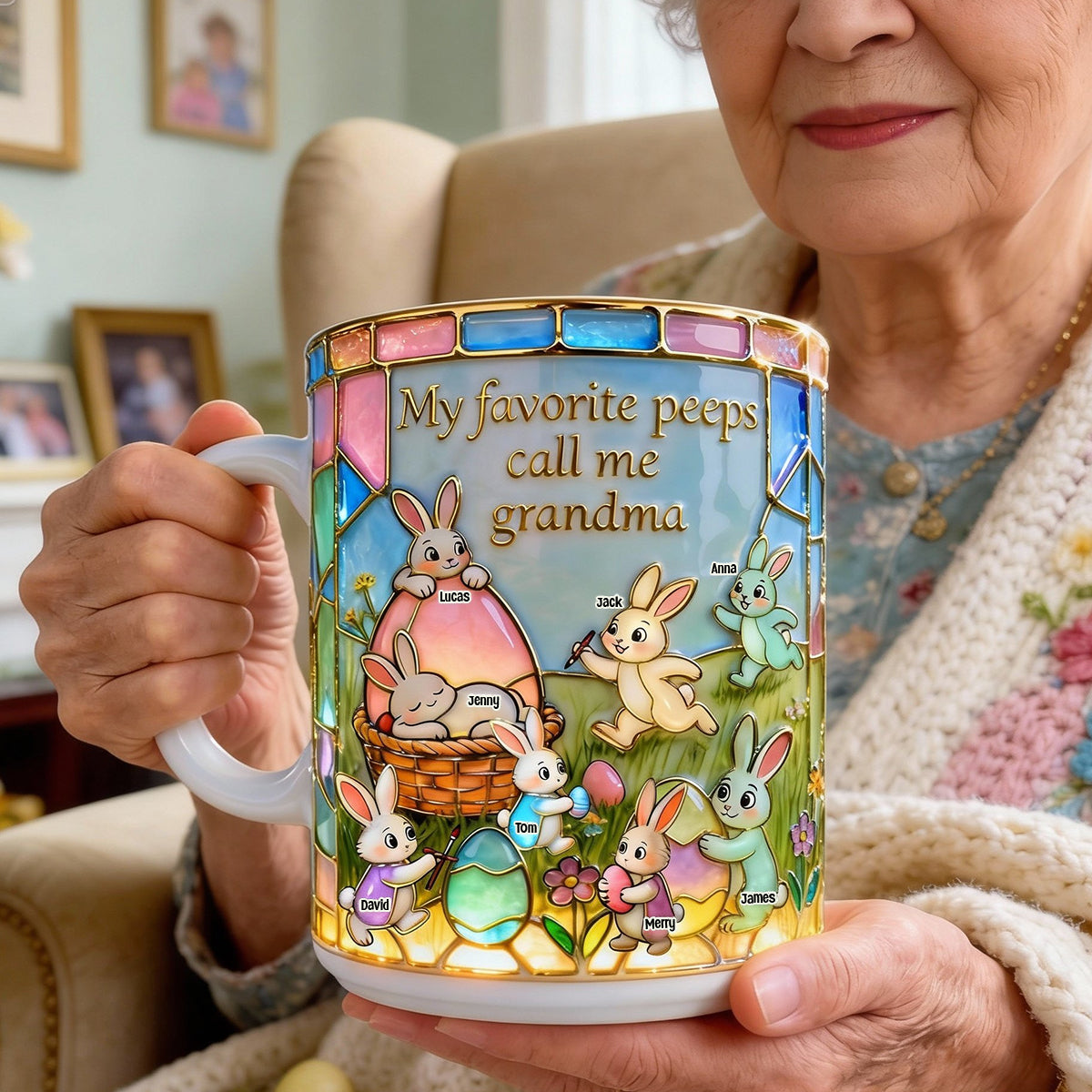 Easter Grandma's Cute Bunnies Coffee Mug, Personalized Gifts For Grandma & Mom 01qhtn300126-Homacus