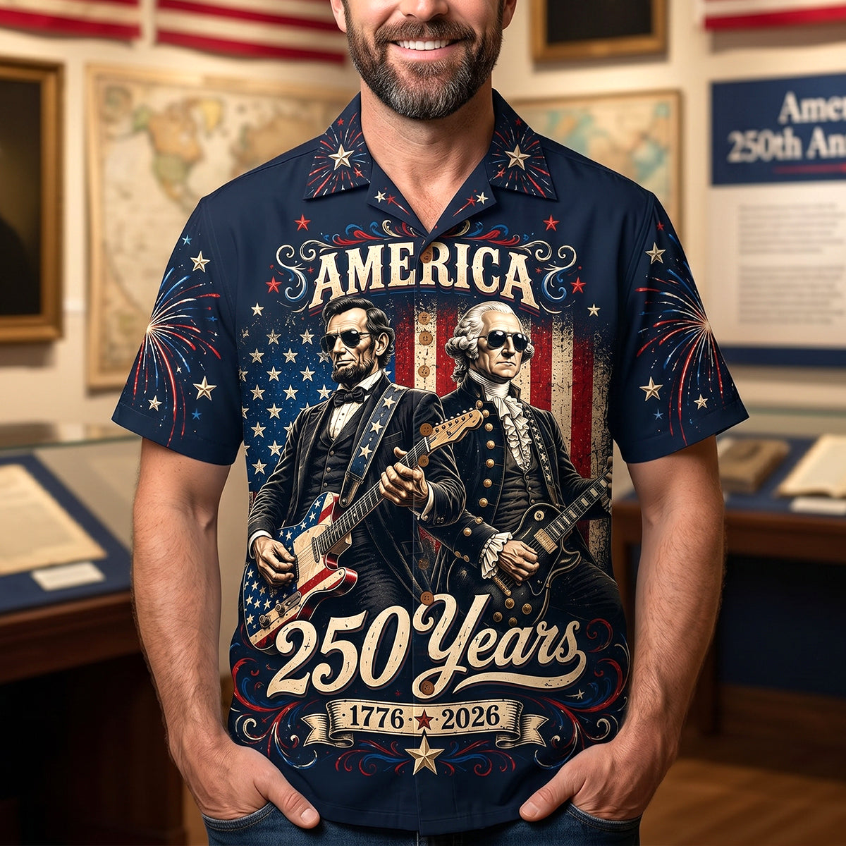 Celebrating 250 Years Of Freedom Hawaiian Shirt - Personalized Gifts For Patriots 01NATN290526-Homacus