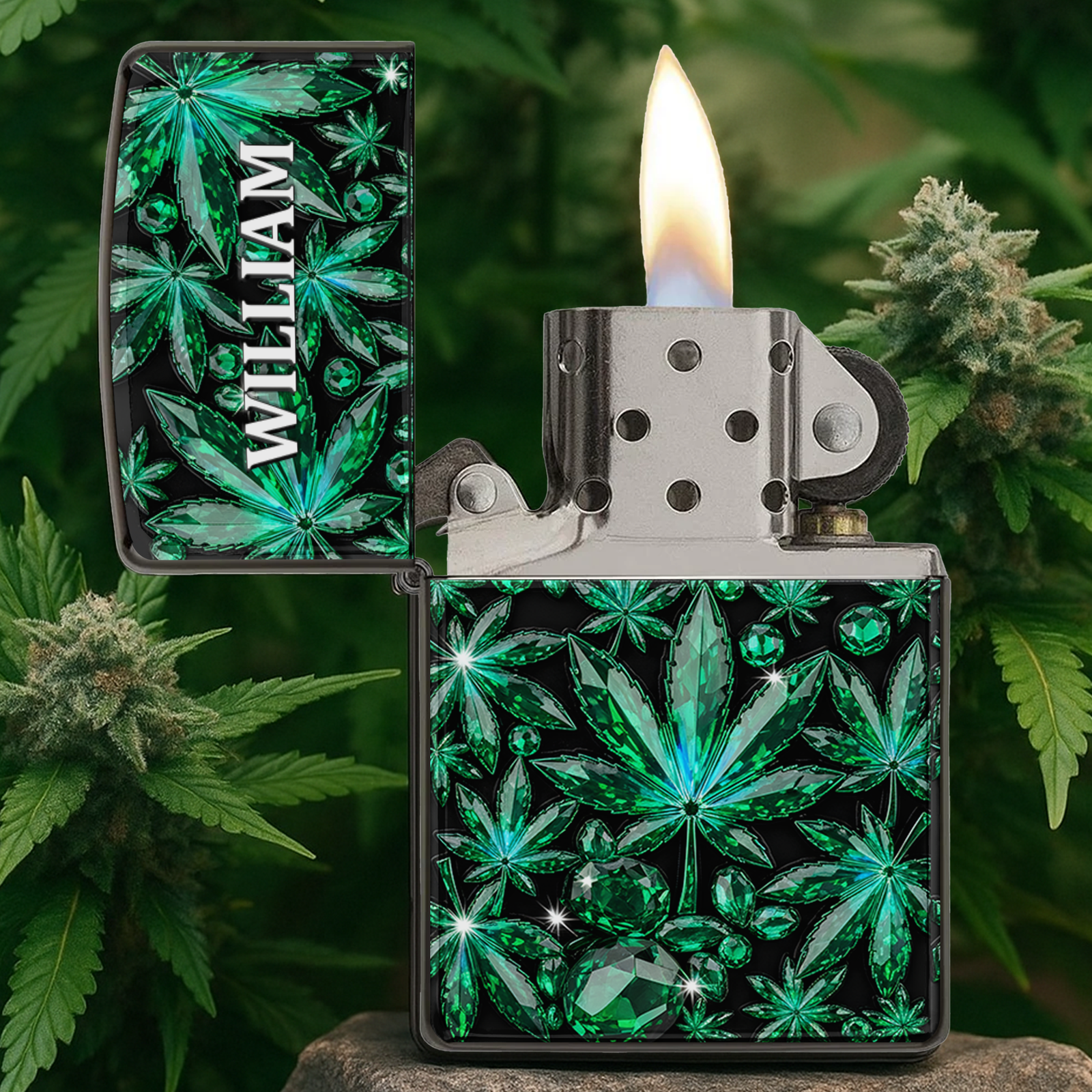 Crystal Leaf Lighter - Personalized Gifts For Stoners-Homacus