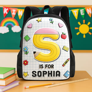 Pencil Initial Letter Alphabet School Bag - Personalized Gifts For Kids Back To School 04qhqn040825-Homacus