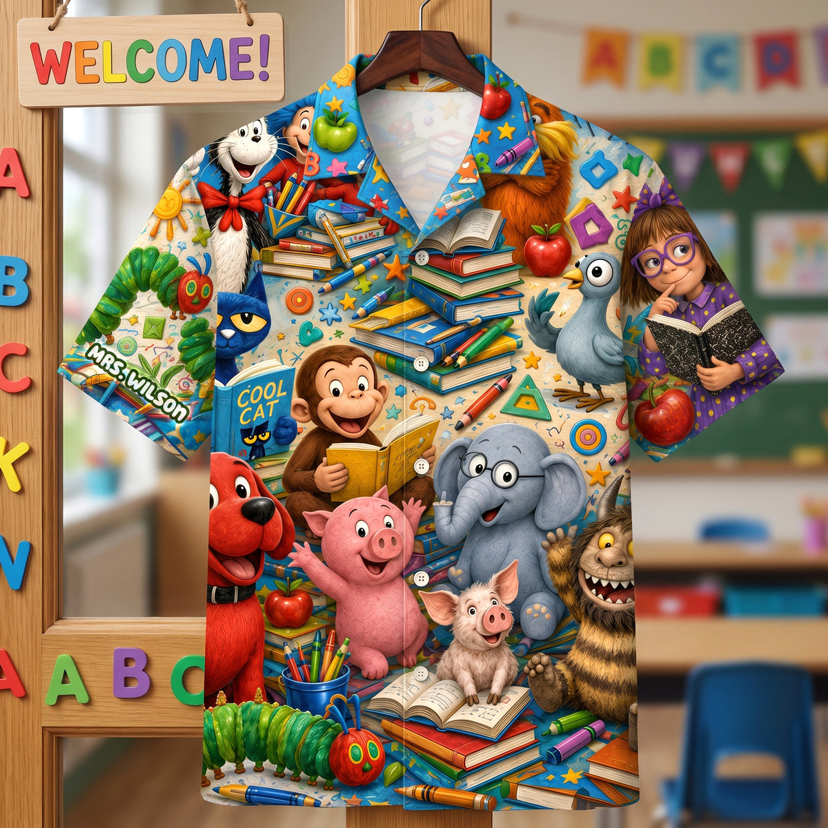 Back to School Book Character Hawaiian Shirt - Personalized Gifts For Teachers 04naqn010726