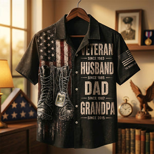 Patriotic Veteran Dad Hawaiian Shirt - Personalized Gifts For Veteran Dads 02huta290526-Homacus