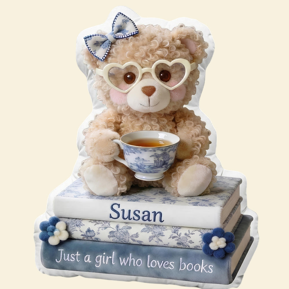 Book Girl Toile de Jouy Pillow Personalized Gifts For Book Lovers 05PGDT170326-Homacus