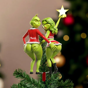 Flirty Couple Christmas Tree Topper - Personalized Gift For Couples 07OHLU201125-Homacus