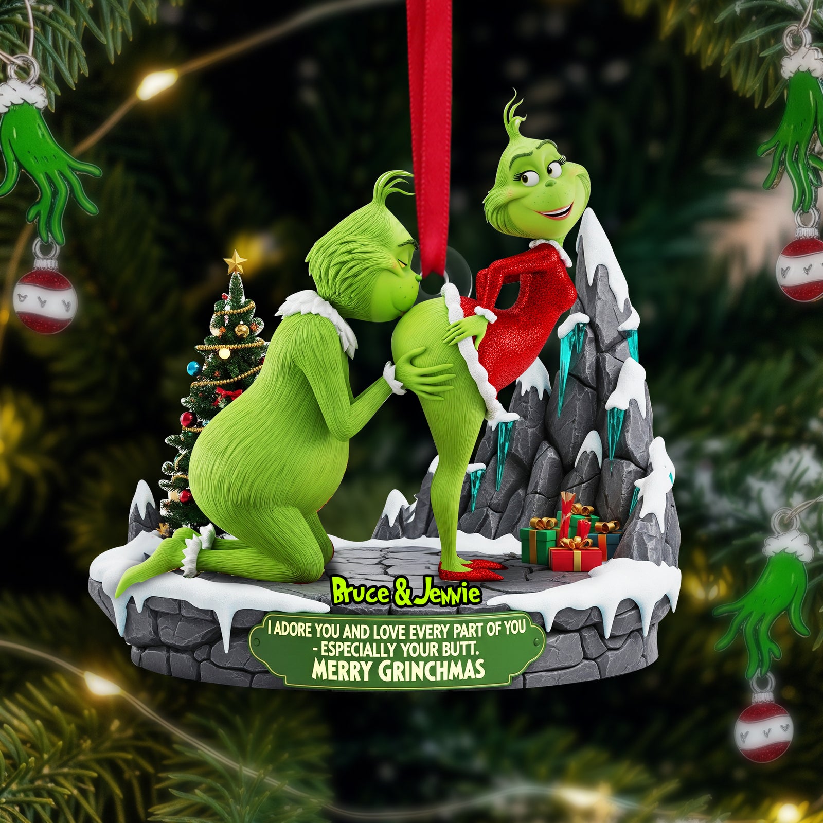 Funny Green Couple Ornament Personalized Christmas Gifts For Couple 021ohlu090925-Homacus