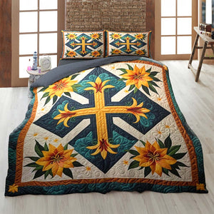 Personalized Gifts For Christians Quilt Bedding Set Special Line 04tgtn150125 Cross And Lilies-Homacus