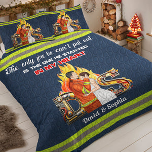 Personalized Gifts For Couple Firefighter Lover Quilt Bed Set 04XQDT151124TM-Homacus