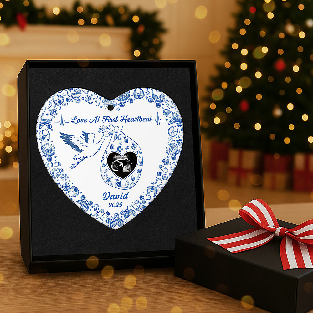 Personalized Christmas Gifts For Pregnant Women Heart Ceramic Ornament 03kita170925-Homacus