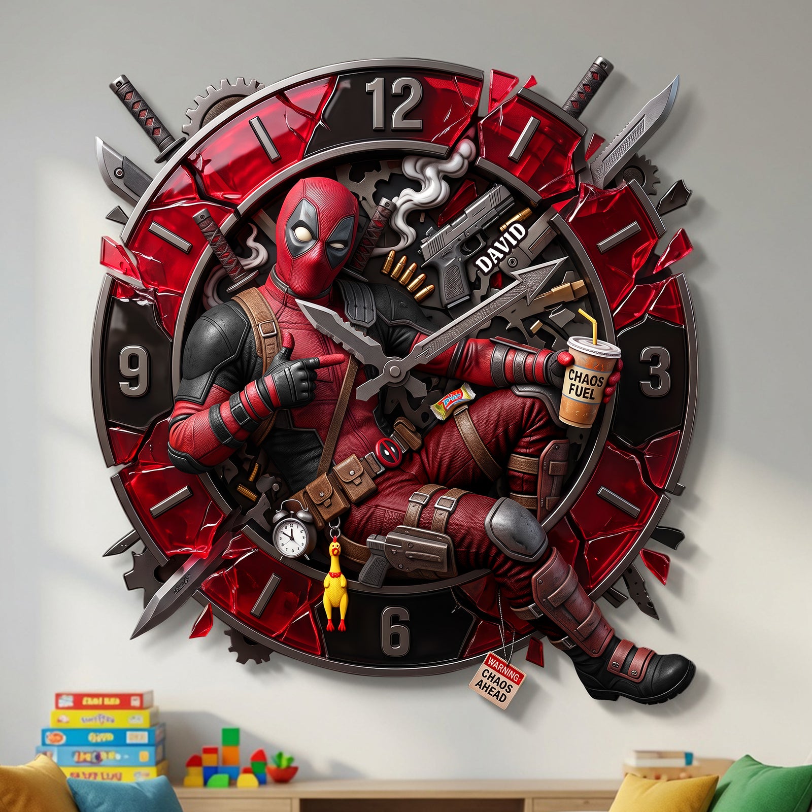 Red Mask Acrylic Wall Clock - Personalized Gifts 01paqn180726-Homacus