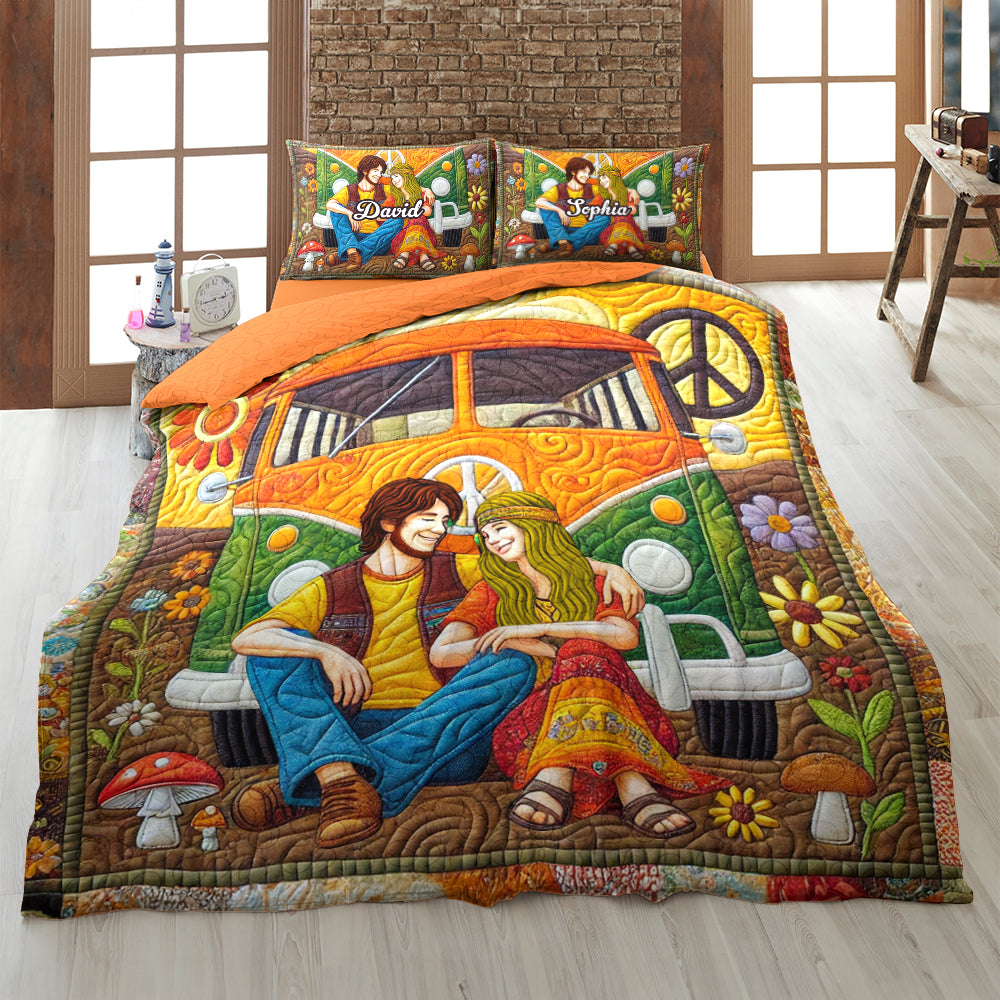 Personalized Gifts For Hippie Couple Quilt Bedding Set Special Line 04tgtn100125-Homacus