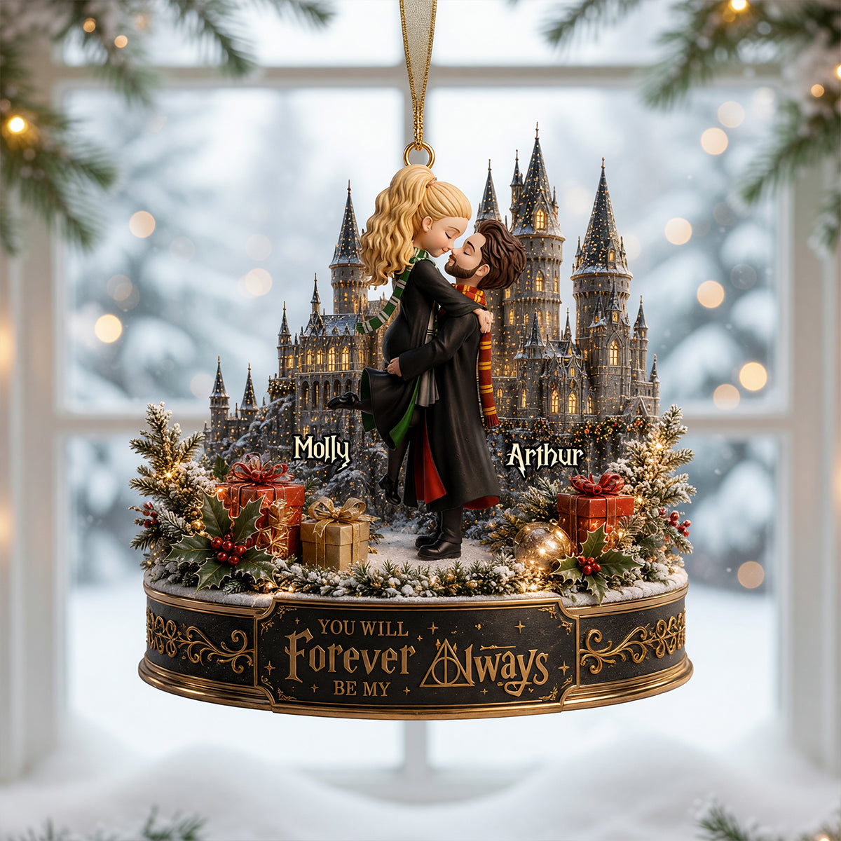 Kissing Fantasy School Couple Ornament - Personalized Gift For Couple Christmas Ornament 01NADT140826