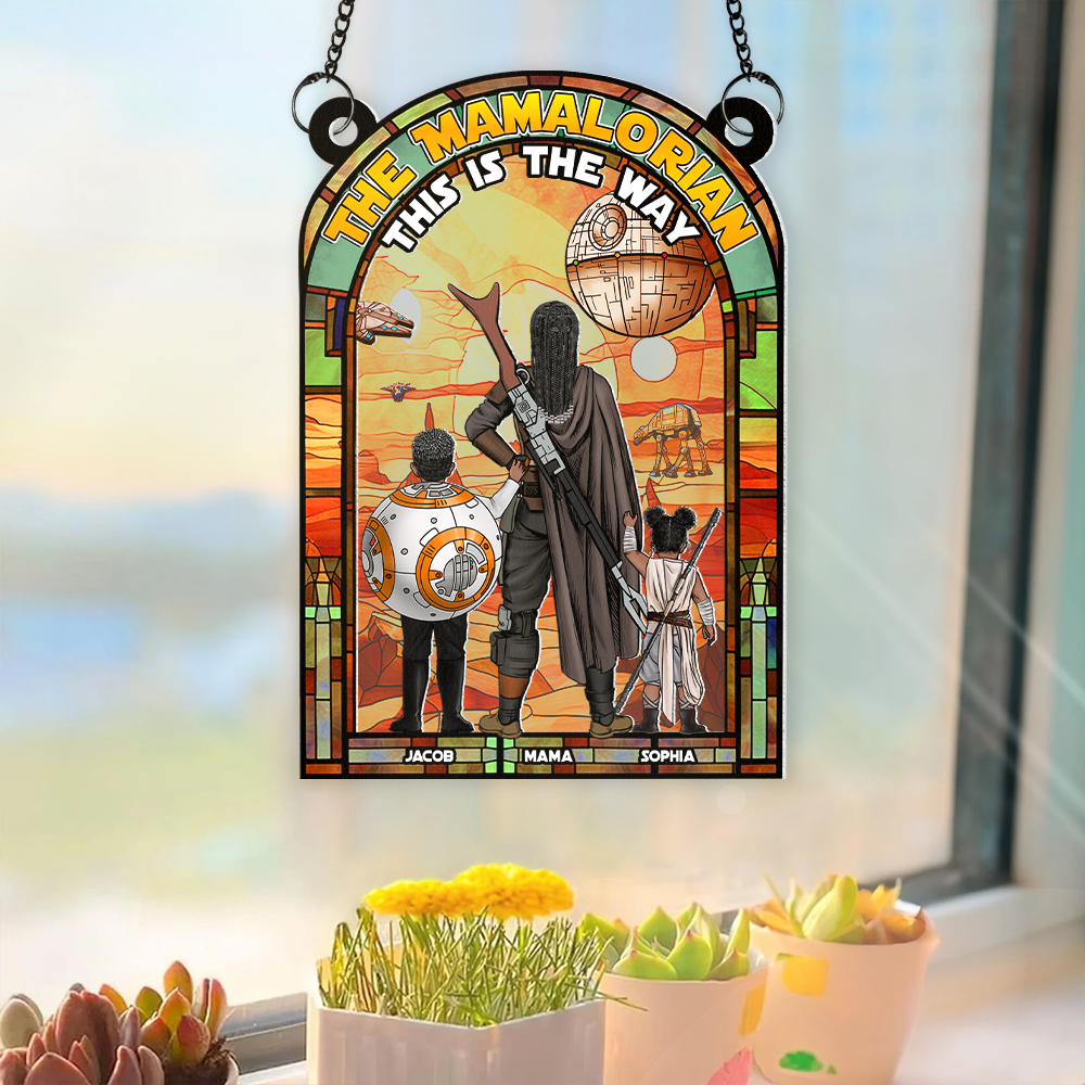 Personalized Gifts For Mom Suncatcher, Outer Space Planet Stained Glass Artwork 05qhpu130225hg-Homacus