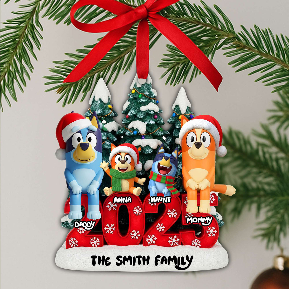 Joyful Puppy Family Ornament - Personalized Christmas Gifts For Family 03NALU290825-Homacus