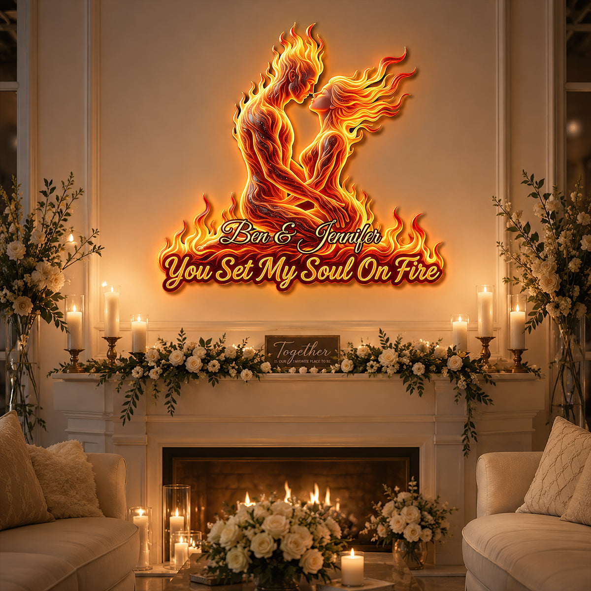 Eternal Flame Couple LED Wall Sign - Personalized Gifts For Couples 07HUDT250726