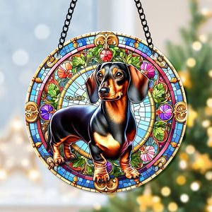 Personalized Gifts For Christmas Suncatcher Ornament 59ACQN240824 Dachshund Dog-Homacus