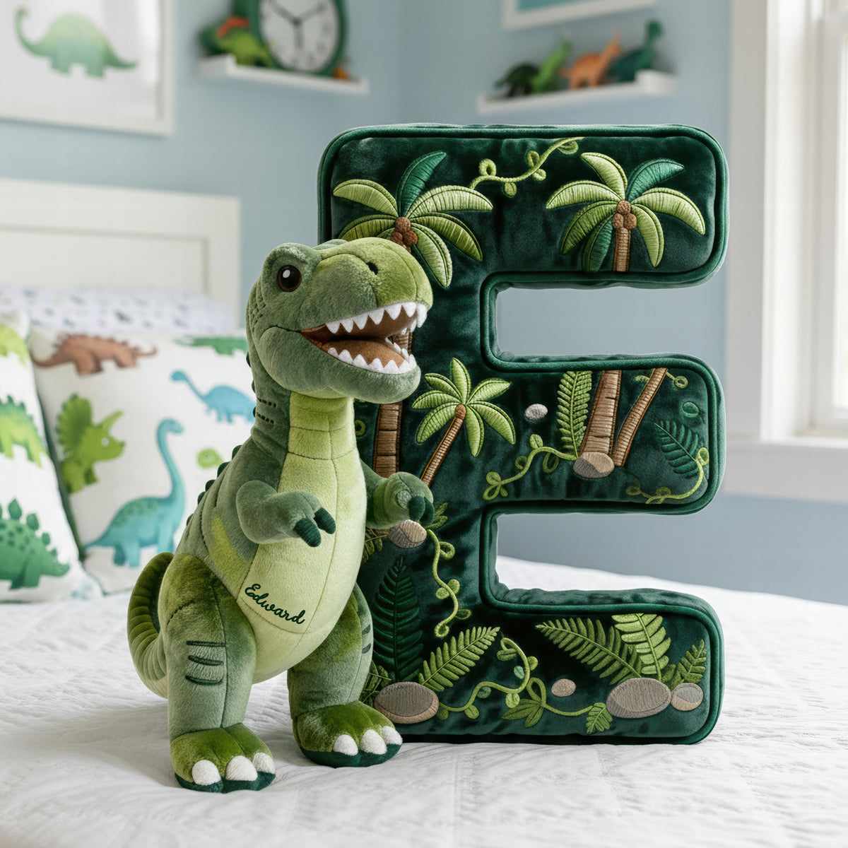 Alphabet Initial T-Rex Custom Shape Pillow - Personalized Gifts For Kids 01pgqn101225-Homacus