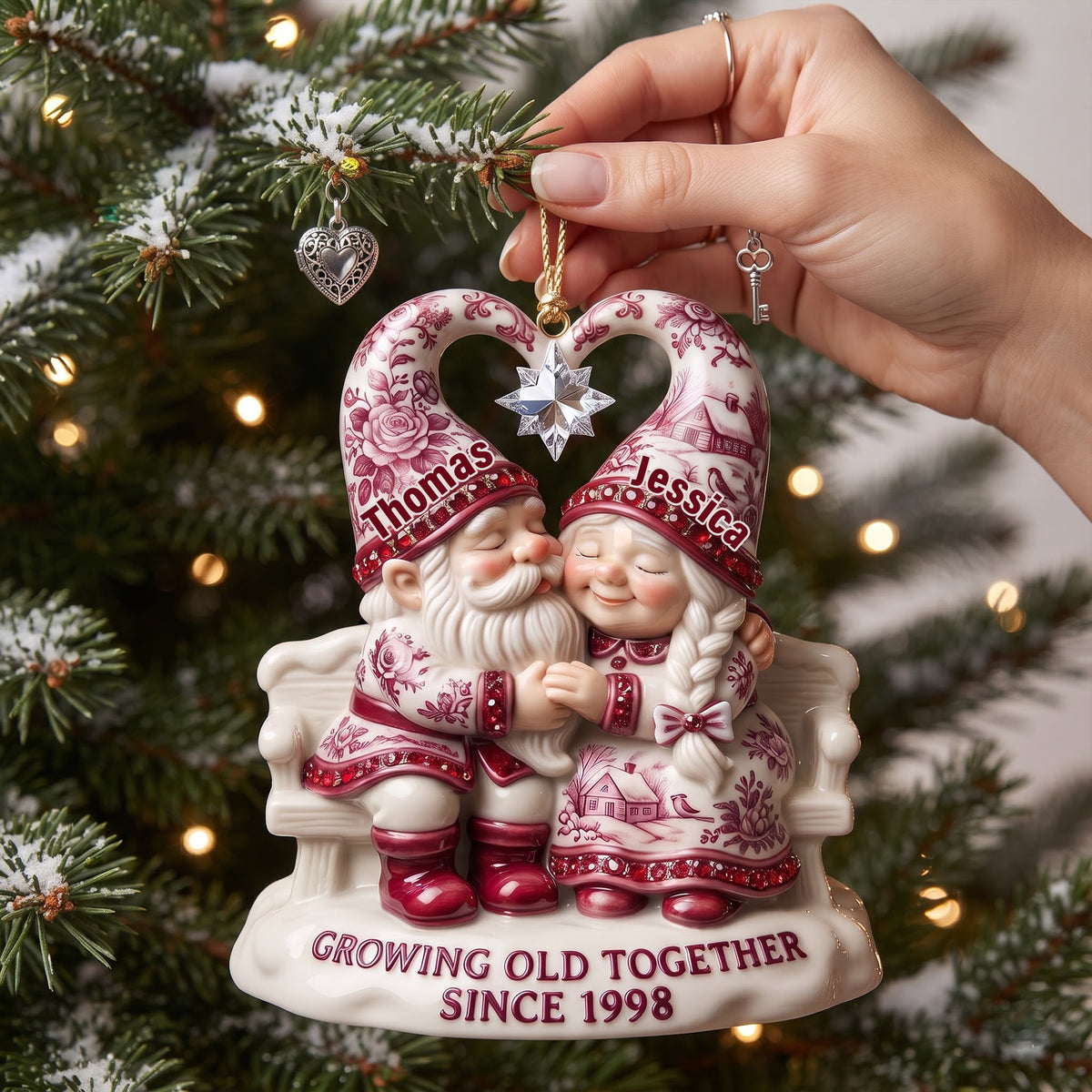 Couple Toile de Jouy Acrylic Ornament - Personalized Christmas Gifts 01pglu050826