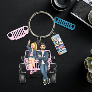 Personalized Gifts For Off-road Couple Keychain With Charms 08qhqn190724pa, License Plate Charms-Homacus