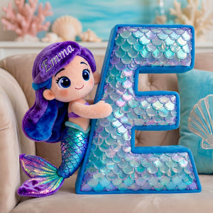 Mermaid Alphabet Pillow Personalized Gifts For Kids 03TGDT151225-Homacus