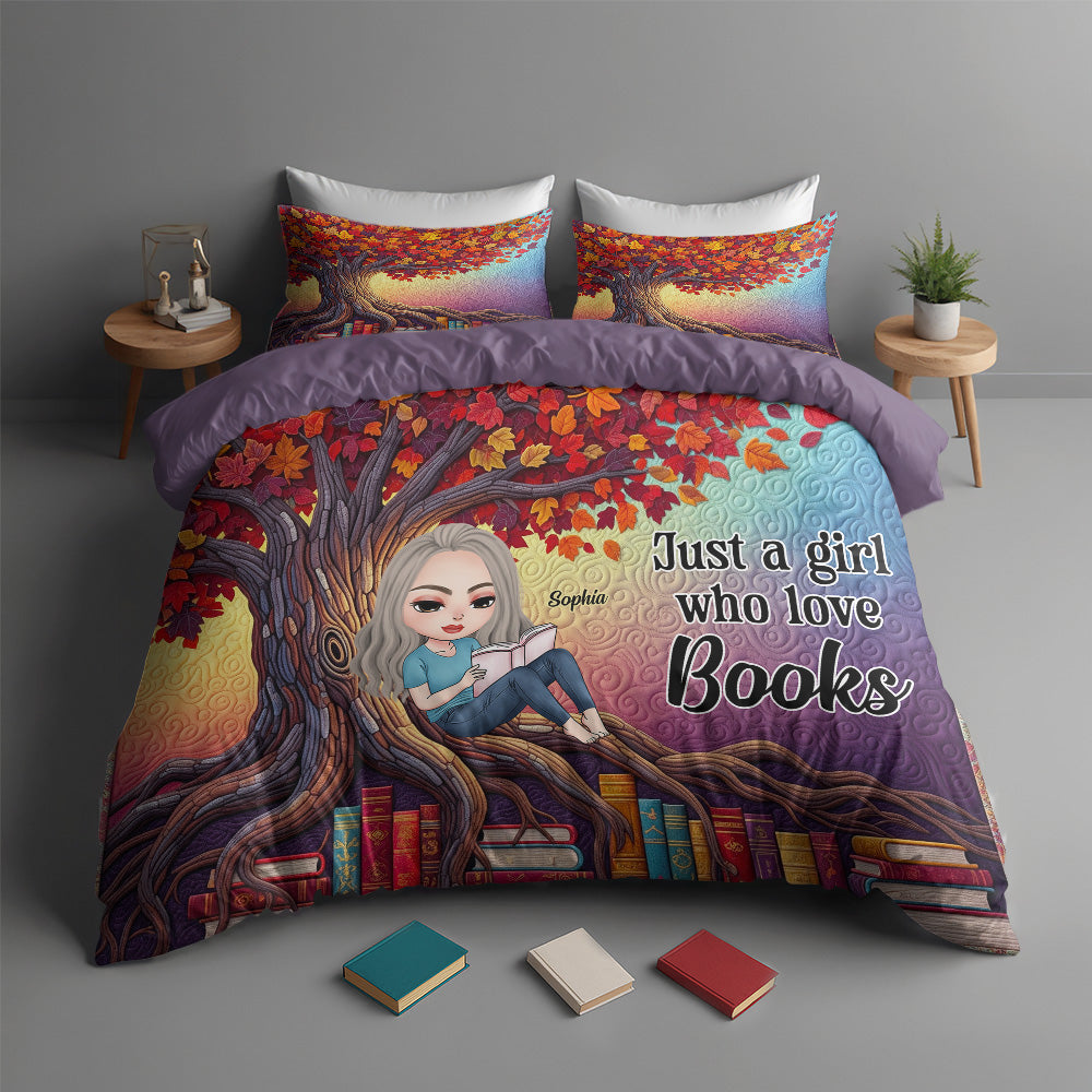 Reading Girl Under The Tree Quilt Bedding Set - Personalized Gifts For Book Lovers 04hutn040625-Homacus