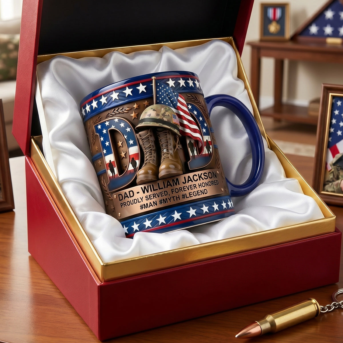 Proud Veteran Dad Coffee Accent Mug - Personalized Gifts For Dad 04TYQN280426-Homacus