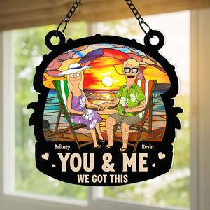 Personalized Gifts For Couple Window Hanging Suncatcher Ornament Summer Beach Couple-Homacus