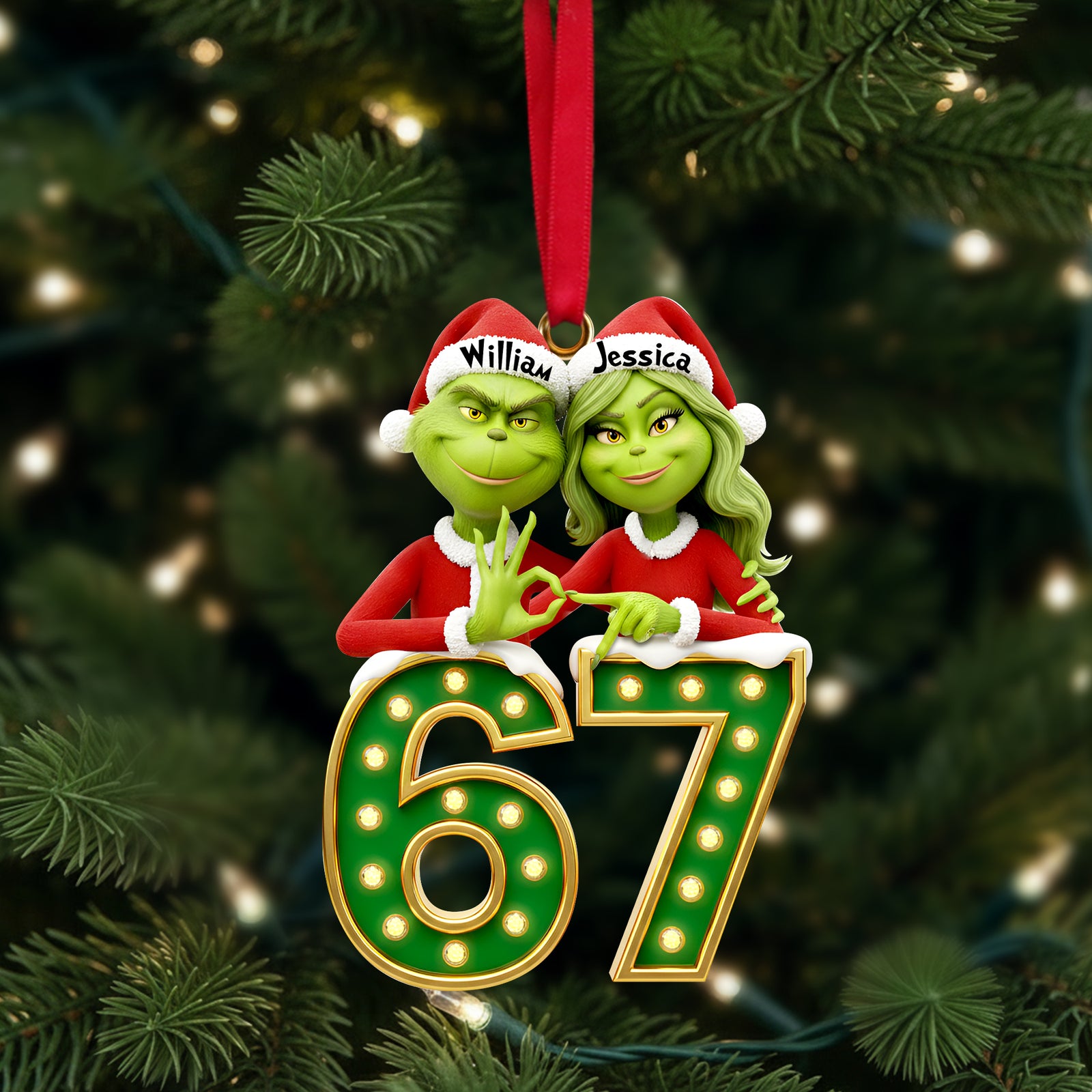 Trendy Green Couples Ornament - Personalized Gift For Couples 05OHLU181125-Homacus