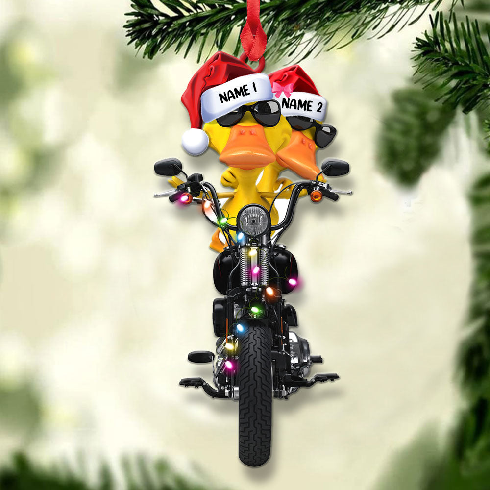 Personalized Gifts For Couple Christmas Ornament Biker Duck Couple 03qhlh0510-Homacus