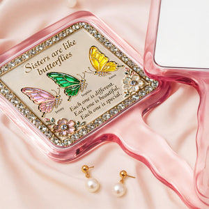 Sisters Butterfly Handheld Mirror Personalized Gifts For Besties 01natn130226-Homacus