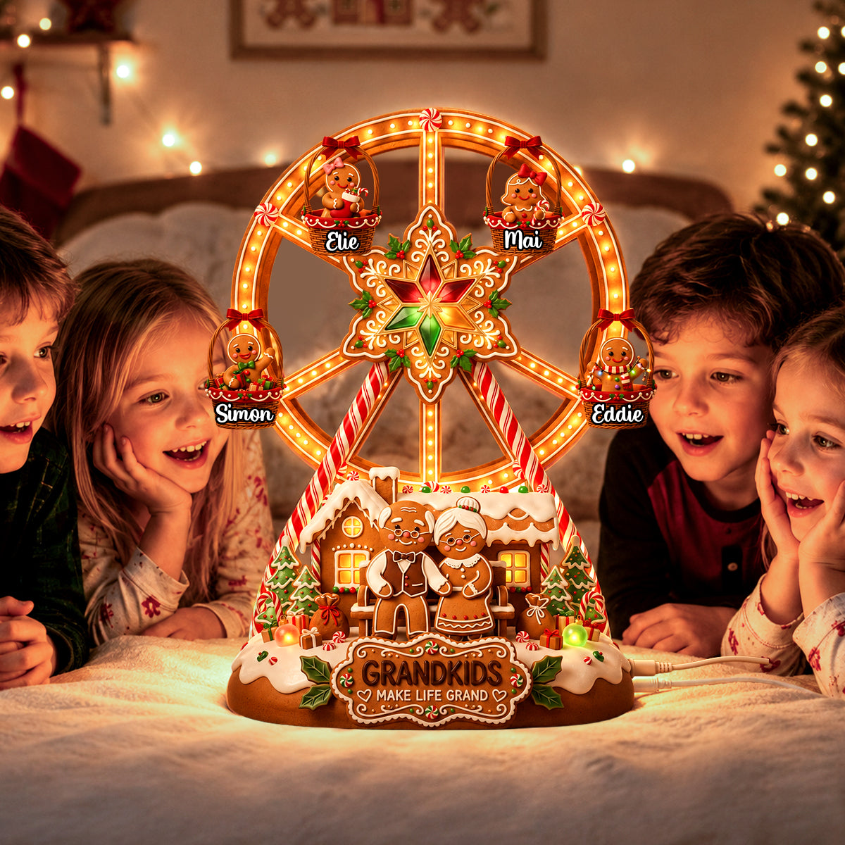 Sweetest Gingerbread Christmas - Personalized Gifts For Grandparents Acrylic Light Box 02PADH260826-Homacus