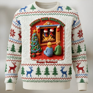 Creepy Fun Waiting Santa In Chimney Ugly Sweater, Personalized Gifts For Christmas 07qhtn041125-Homacus