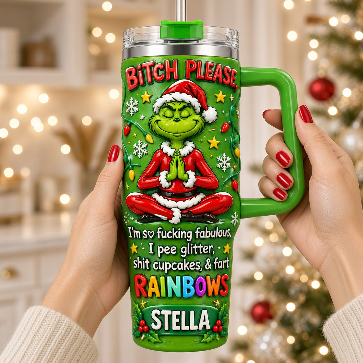 Sleighing The Naughty List Tumbler With Handle - Personalized Funny Gifts 01HUDH141026-Homacus