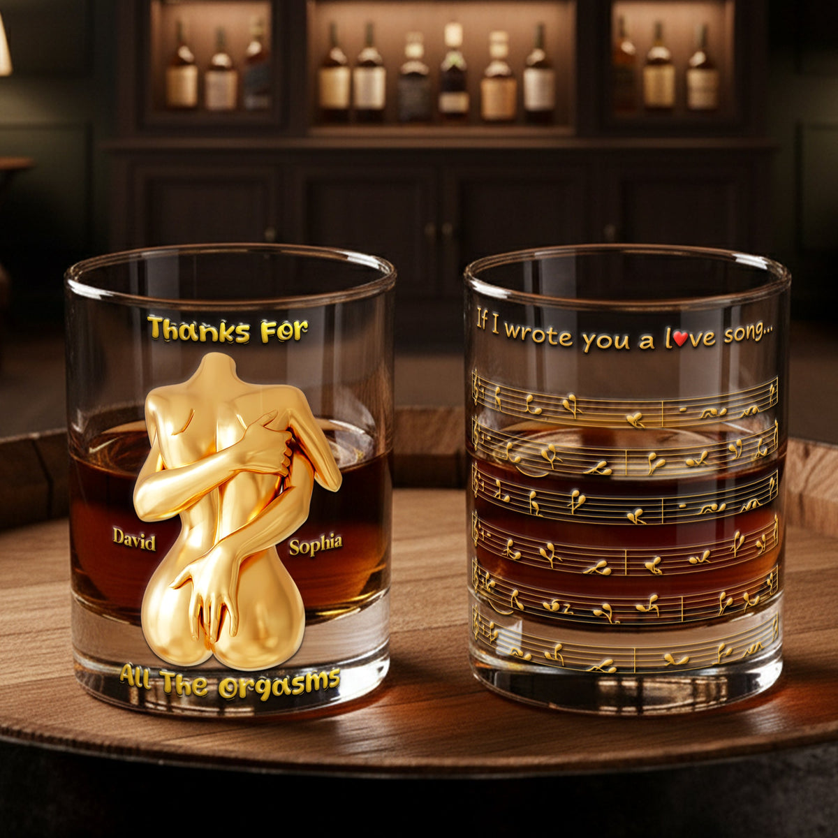 Sexy Hugging Couple Round Glass - Personalized Gifts For Couples 02NALU201125-Homacus